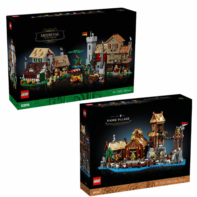 LEGO 10332 Icon Medieval Town Square 21343 Ideas Viking Village Bundle