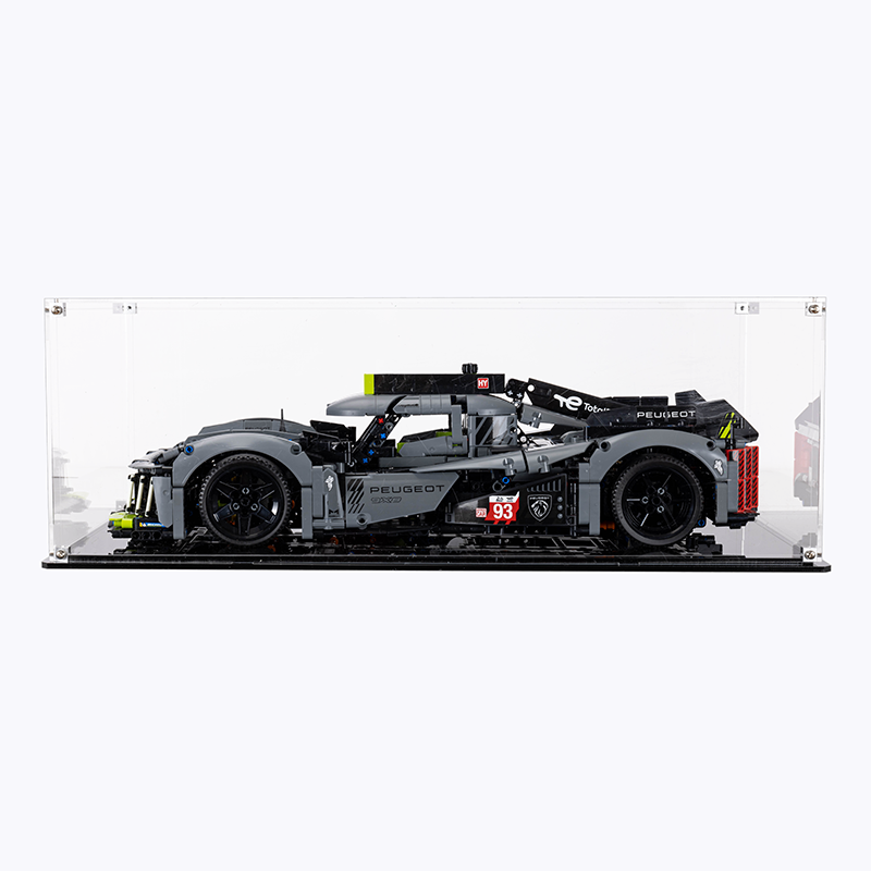 Collective Bricks - LEGO 42156 Technic PEUGEOT 9X8 24H Le Mans Hybrid Hypercar + Display Case Black Base No Background Bundle set fifth image