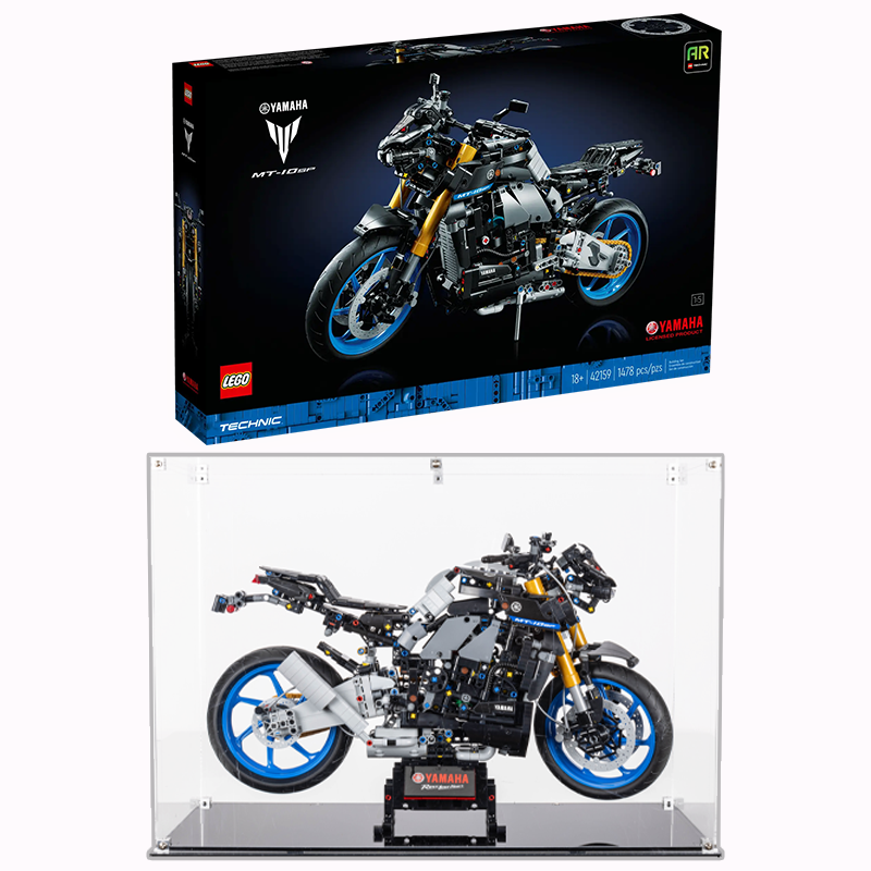 LEGO 42159 Technic Yamaha MT-10 SP + Display Case Black Base NO Background Bundle set